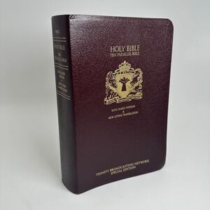 Holy Bible Tyndale TBN Parallel KJV NLT Burgundy Gold Gilt Special Edition Study